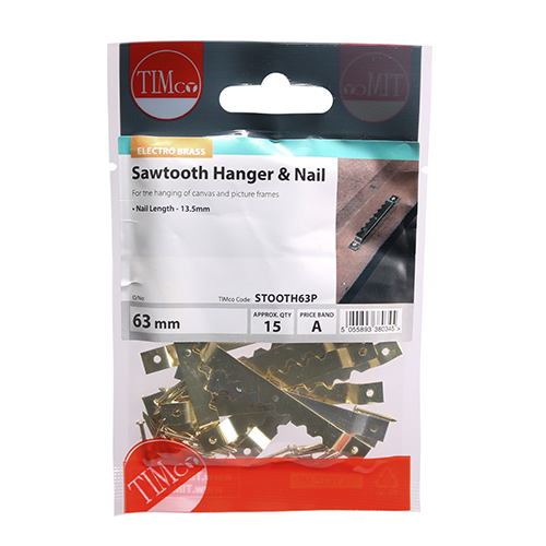 [TIM171245] Sawtooth Hangers and Nails Electro Brass - 63mm