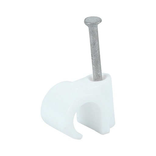 [TIM110696] Round Cable Clips White - To fit 9.0mm