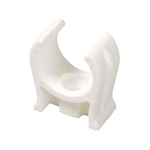 [TIM111486] Single Snap-In Open Pipe Clips White  - 28mm