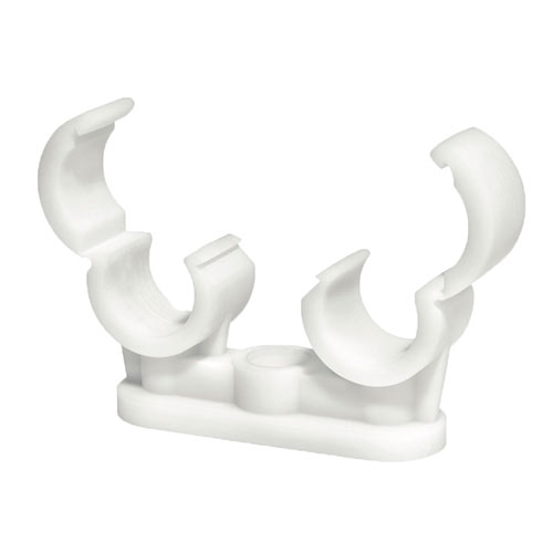 [TIM111501] Quick Lock Double Pipe Clips White  - 15mm