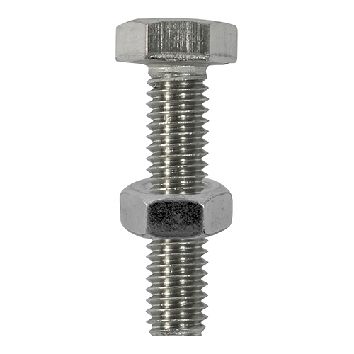 [TIM111616] Set Screws DIN933 Hex & Nut DIN934 Silver A2 Stainless Steel - M8 x 40