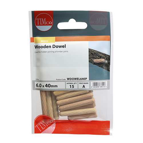 [TIM171324] Wooden Dowels - 6.0 x 40