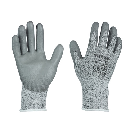 [TIM160005] Medium Cut PU Coated HPPE Fibre with Glass Fibre Gloves - Large
