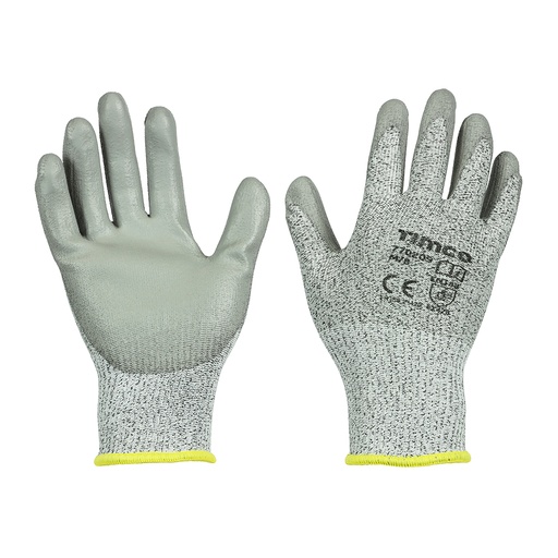 [TIM160020] Medium Cut PU Coated HPPE Fibre with Glass Fibre Gloves - Medium