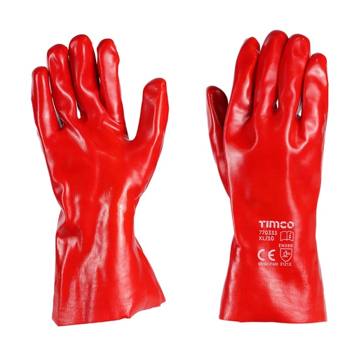 [TIM160028] PVC Gauntlet PVC Coated Cotton Interlock Gloves - X Large