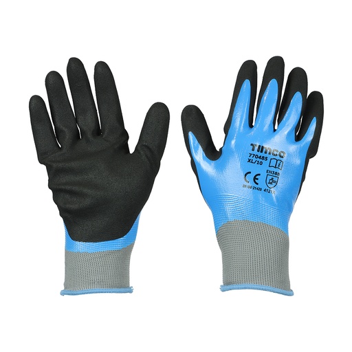 [TIM160038] Waterproof Grip Sandy Nitrile Foam Coated Polyester Gloves - X Large