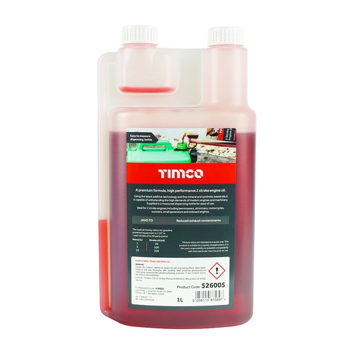 [TIM120131] 2 Stroke Engine Oil, Premium Mixing Oil in Metered Measured Dosage Bottle - 1L