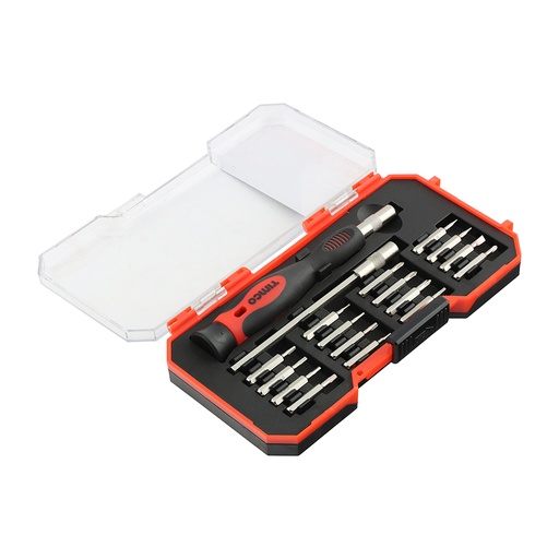 [TIM140046] Precision Srewdriver and Bit Set, Premium Soft Grip Handle with Interchangable Driver Bits for Multiple Intricate Fastener Applications in a Hard Plastic Case - 18 Pieces