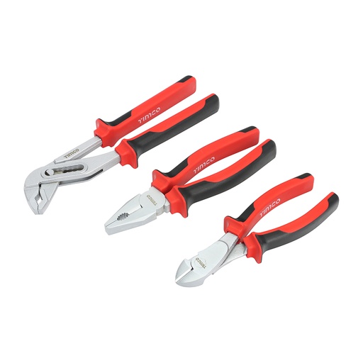 [TIM140084] General Purpose Pliers Set, Combination Pliers, Side Cutting Pliers, Water Pump Pliers with Soft Grip Handles - Set of 3