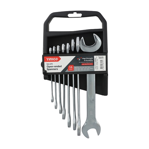 [TIM140141] Open Ended Spanner Set - Metric Drop Forged Chrome Vanadium, 6mm to 22mm - 8 Pieces