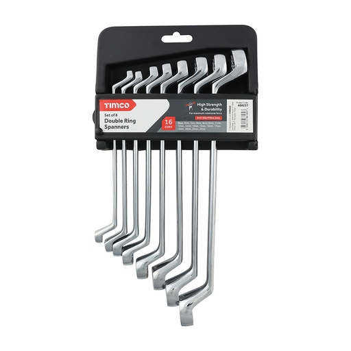 [TIM140142] Double Ring Spanner Set - Metric Drop Forged Chrome Vanadium, 6mm to 22mm - 8 Pieces