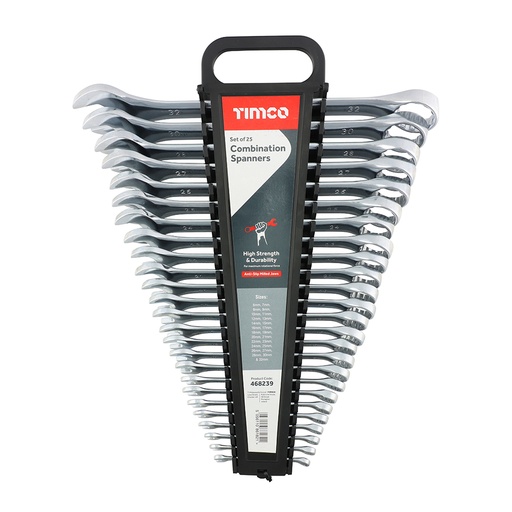 [TIM140144] Combination Spanner Set - Metric Drop Forged Chrome Vanadium, 6mm to 32mm - 25 Pieces