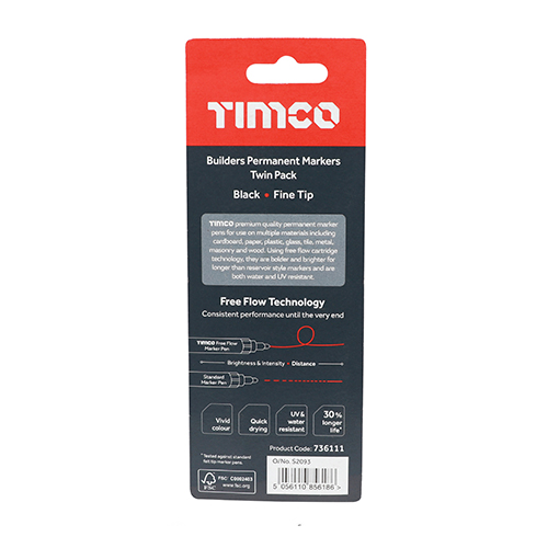 [TIM140175] Builders Permanent Markers Twin Pack Chisel Tip Black - Chisel Tip