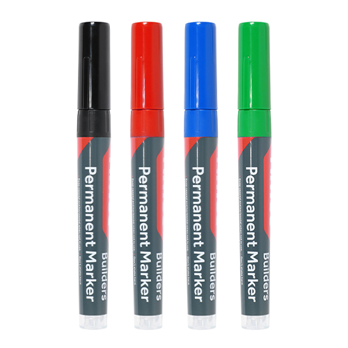 [TIM140177] Builders Permanent Markers Fine Tip Mixed Colours - Fine Tip