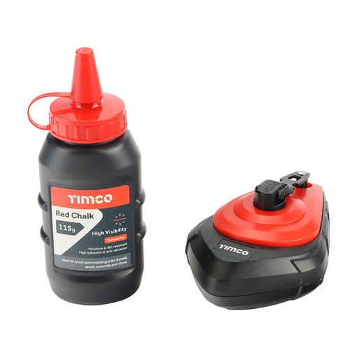 [TIM140191] Chalk Line Set, Builders String Line, Surveyors Marker, Red Powder - 30m / 100ft x 115g
