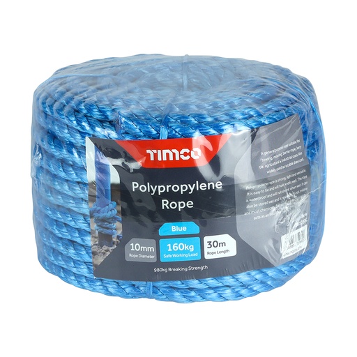 [TIM170737] Blue Polypropylene Rope Coil - 10mm x 30m