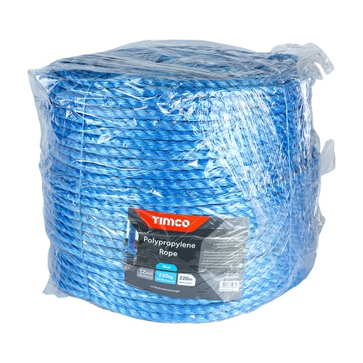 [TIM170738] Blue Polypropylene Rope Long Coil - 12mm x 220m