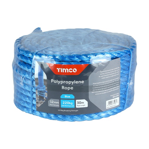 [TIM170739] Blue Polypropylene Rope Coil - 12mm x 30m