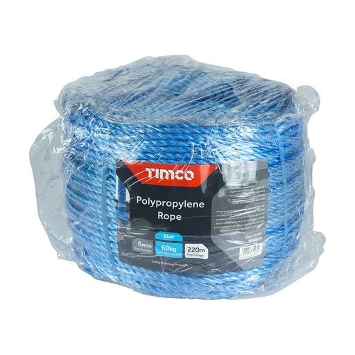 [TIM170742] Blue Polypropylene Rope Long Coil - 6mm x 220m