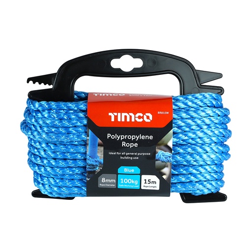 [TIM170744] Blue Polypropylene Rope on Winder - 8mm x 15m