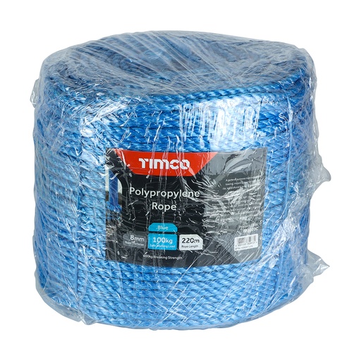[TIM170745] Blue Polypropylene Rope Long Coil - 8mm x 220m