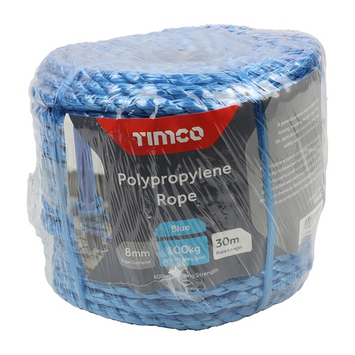 [TIM170746] Blue Polypropylene Rope Coil - 8mm x 30m