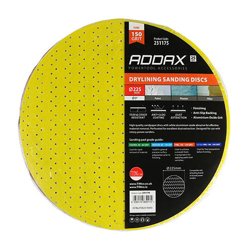 [TIM150098] Drylining Sanding Discs 150 Grit Yellow - 225mm