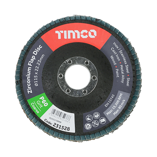 [TIM150124] Flap Disc Zirconium Type 29 Conical P60 Grit - 115 x 22.23