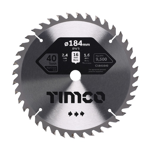 [TIM150536] Circular Saw Blade Trimming/Crosscut Medium/Fine - 184 x 16 x 40T