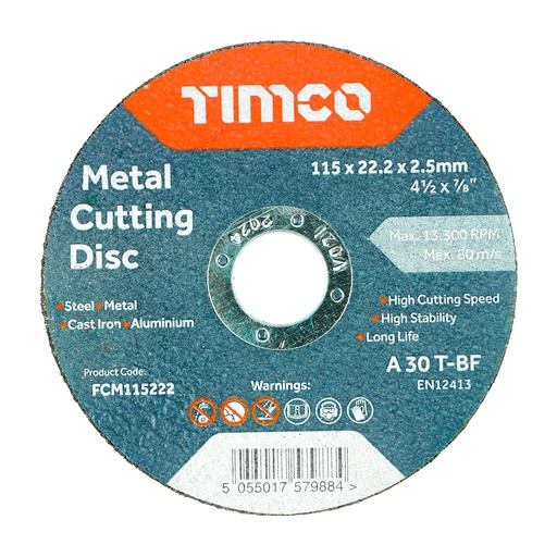 [TIM150631] B/Abrasive Flat Wheel Metal - 115 x 22.2 x 2.5