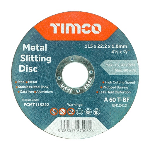 [TIM150634] B/Abrasive Flat Wheel Inox - 115 x 22.2 x 1.0