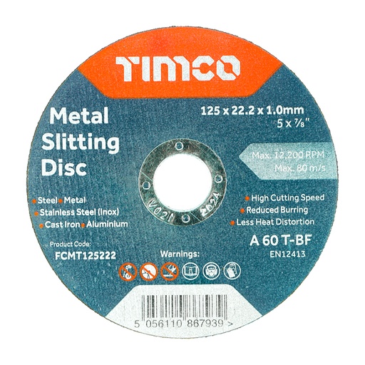 [TIM150635] B/Abrasive Flat Wheel Inox - 125 x 22.2 x 1.0