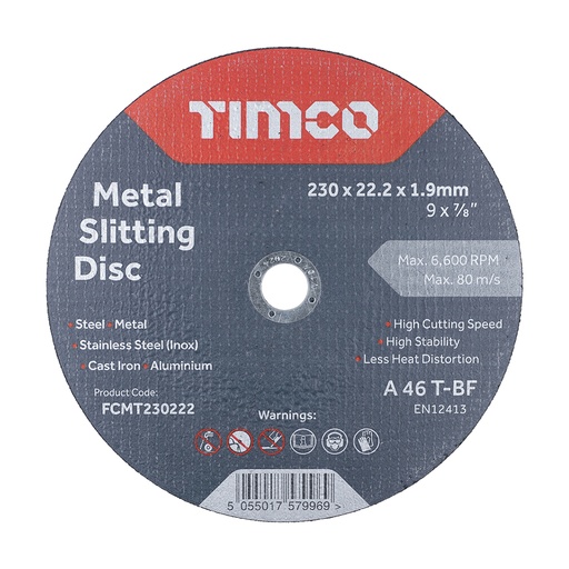 [TIM150636] B/Abrasive Flat Wheel Inox - 230 x 22.2 x 1.9