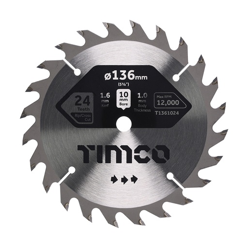 [TIM151261] Handheld Cordless Circular Saw Blade - 136 x 10 x 24T