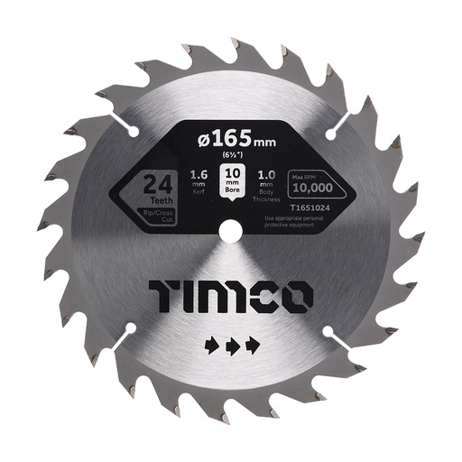 [TIM151263] Handheld Cordless Circular Saw Blade - 165 x 10 x 24T