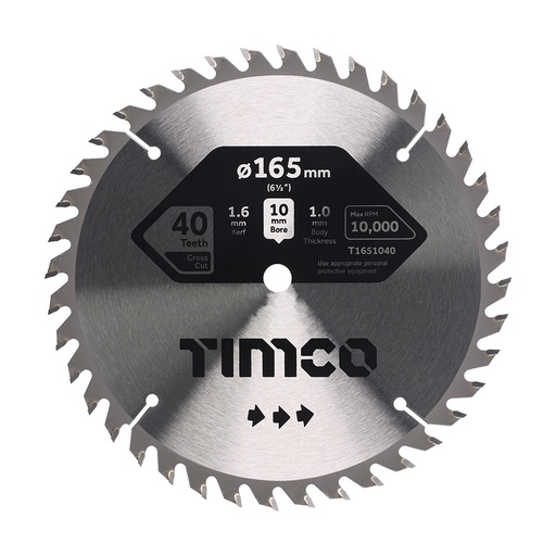 [TIM151264] Handheld Cordless Circular Saw Blade - 165 x 10 x 40T