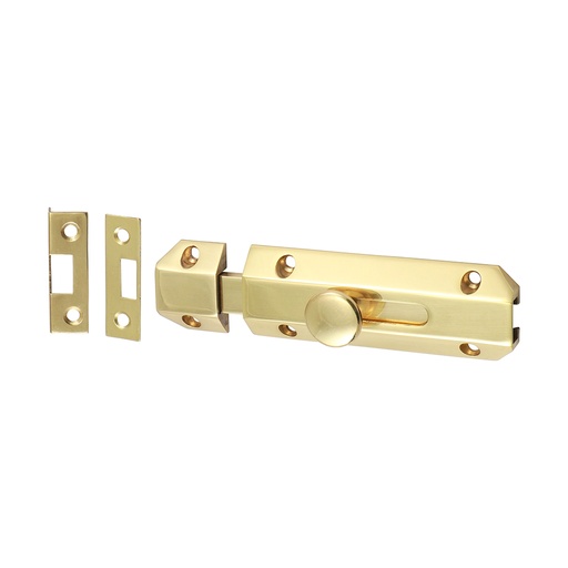 [TIM170034] Architectural Flat Section Bolt Polished Brass - 100 x 35mm