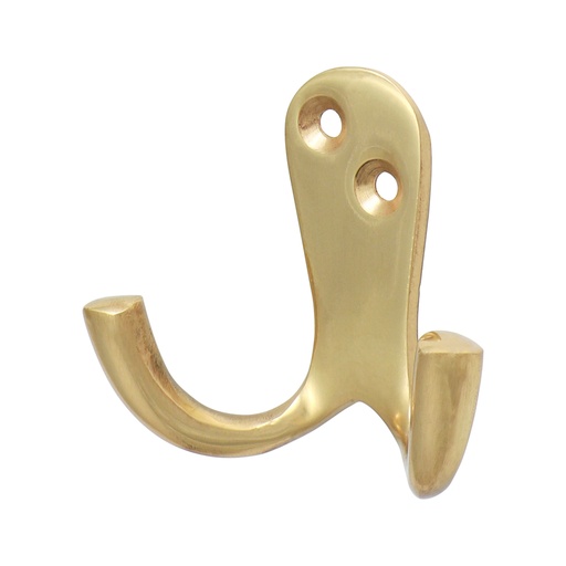 [TIM170085] Double Robe Hook Polished Brass - 47 x 24mm