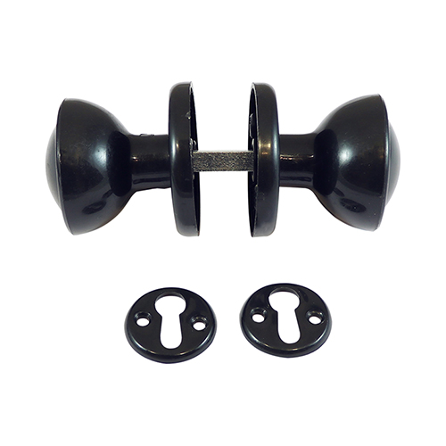 [TIM170268] Plastic Rim / Mortice Knob Set Black - 50mm