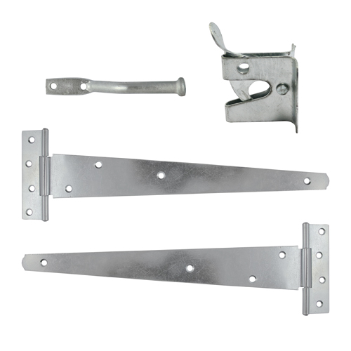 [TIM170275] Pedestrian Gate Kit Medium Tee Hinges & Automatic Latch Hot Dipped Galvanised - 14"