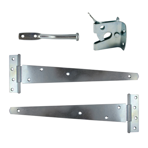 [TIM170278] Pedestrian Gate Kit Medium Tee Hinges & Automatic Latch Silver - 14"