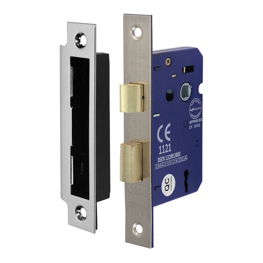 [TIM170509] 3 Lever Satin Nickel Mortice Sashlock 65mm Case 45mm Backset