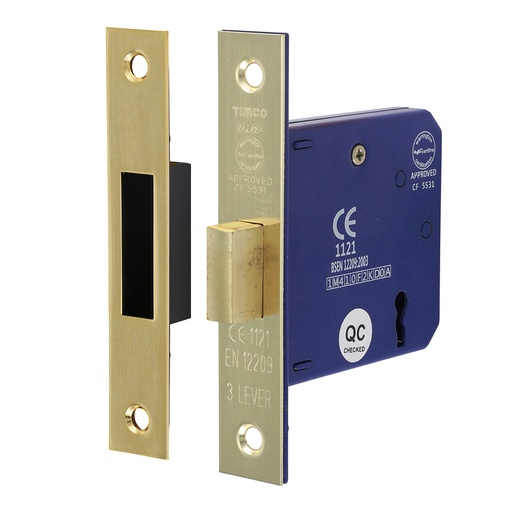 [TIM170511] 3 Lever Electro Brass Mortice Deadlock 78mm Case 58mm Backset
