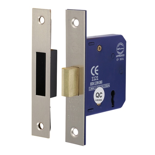 [TIM170527] 3 Lever Deadlock Satin Nickel - 65mm