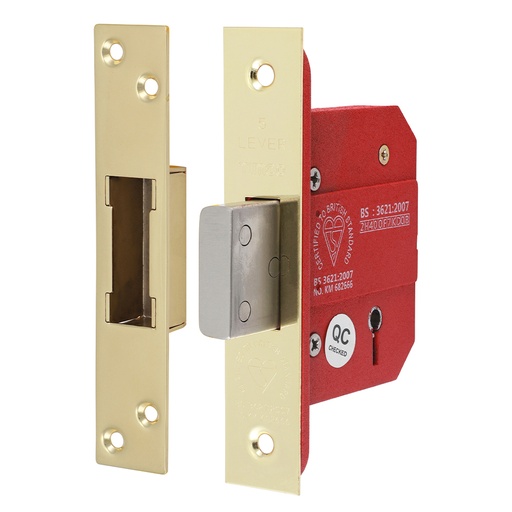 [TIM170536] 5 Lever British Standard Deadlock Electro Brass - 66mm