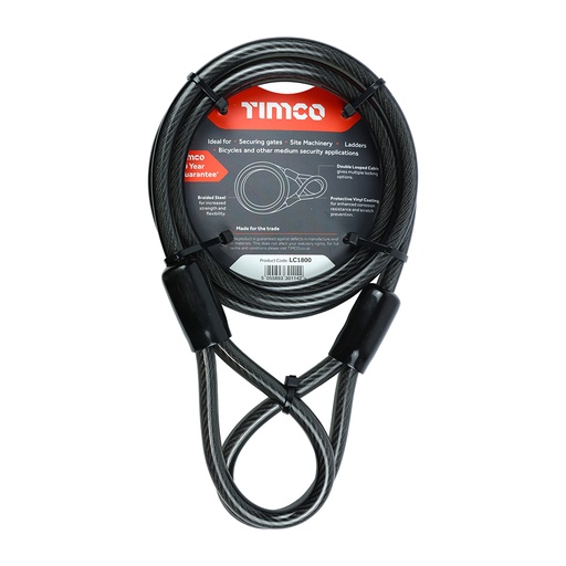 [TIM170932] Steel Braided Looped Security Cable - 10mm x 1.8m
