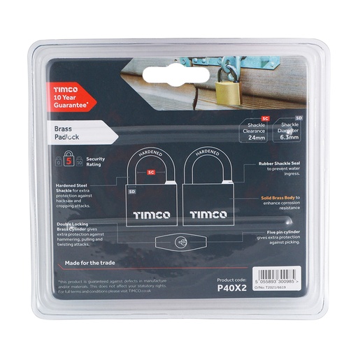 [TIM171019] Brass Padlock - 40mm