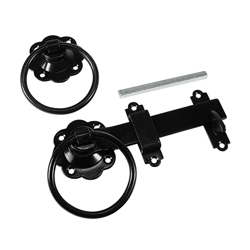 [TIM171058] Ring Gate Latch Plain Black - 6"