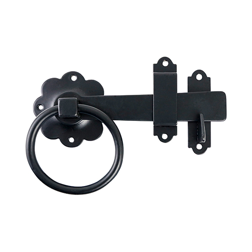 [TIM171059] Ring Gate Latch Plain Black - 6"