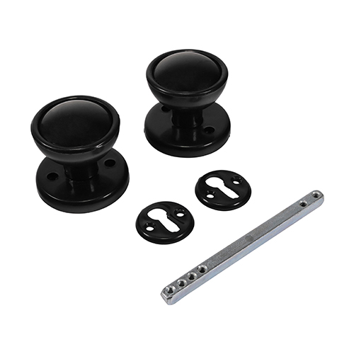 [TIM171069] Plastic Rim / Mortice Knob Set Black - 50mm